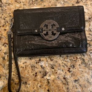 Tory Burch Black Clutch snap enclosure almost new